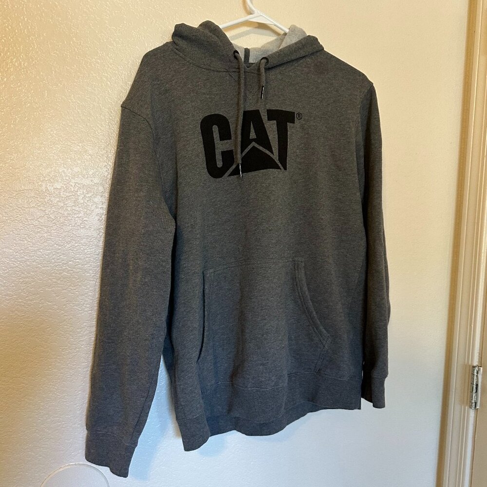 Caterpillar Men's Gray Pullover CAT Trademark Hooded Sweatshirt Size XL